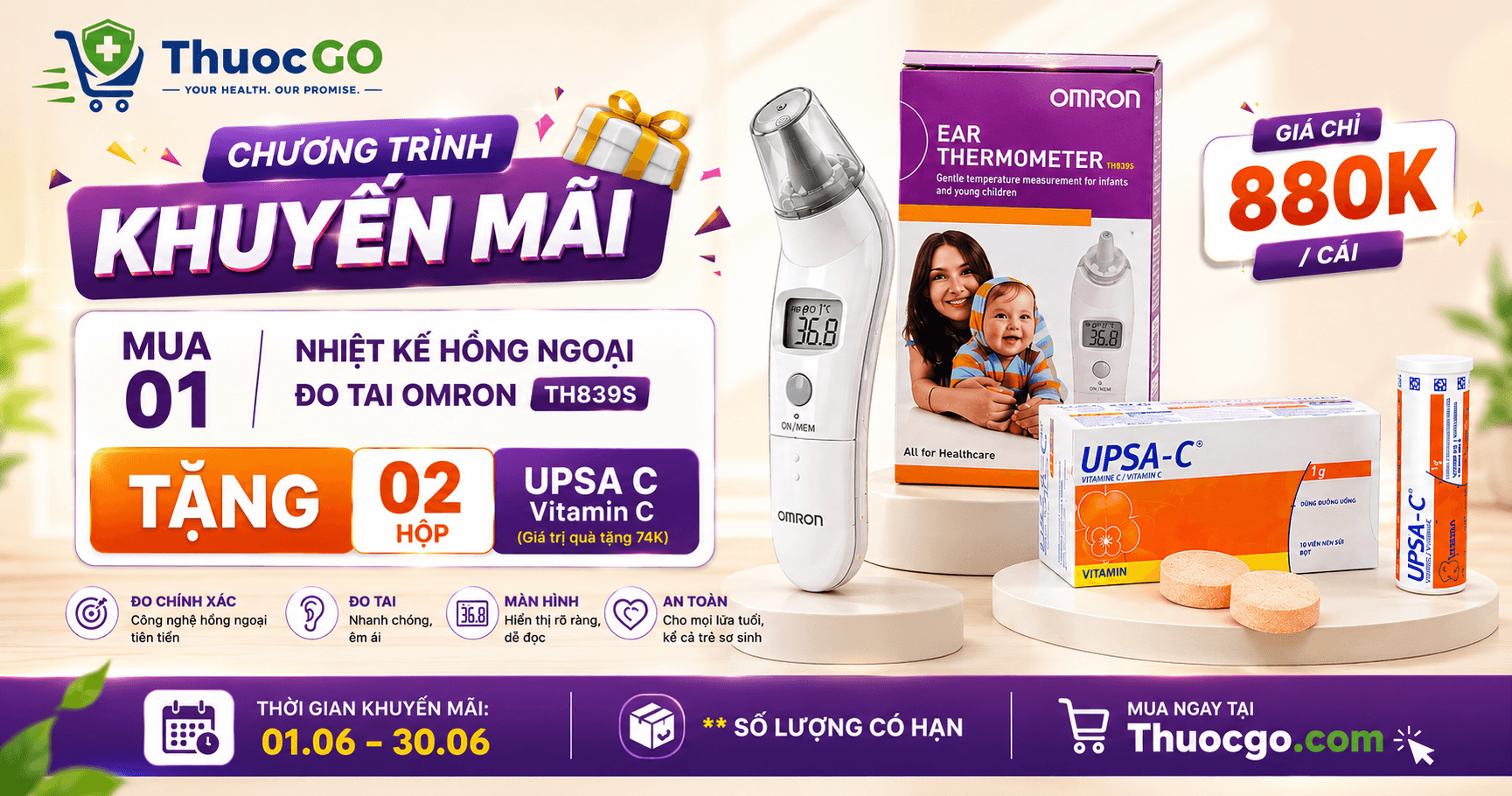 Nhiệt kế điện tử đo tai TH839S